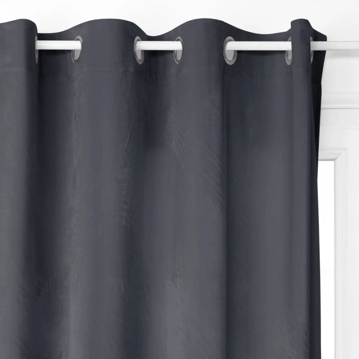 Rideau occultant "Dolce" velours gris ardoise 140x260cm