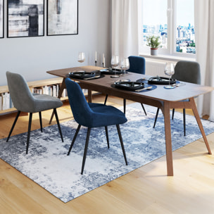 Chaises Olivia velours mix couleurs (gris clair, gris foncé, bleu) pieds métal - lot de 4