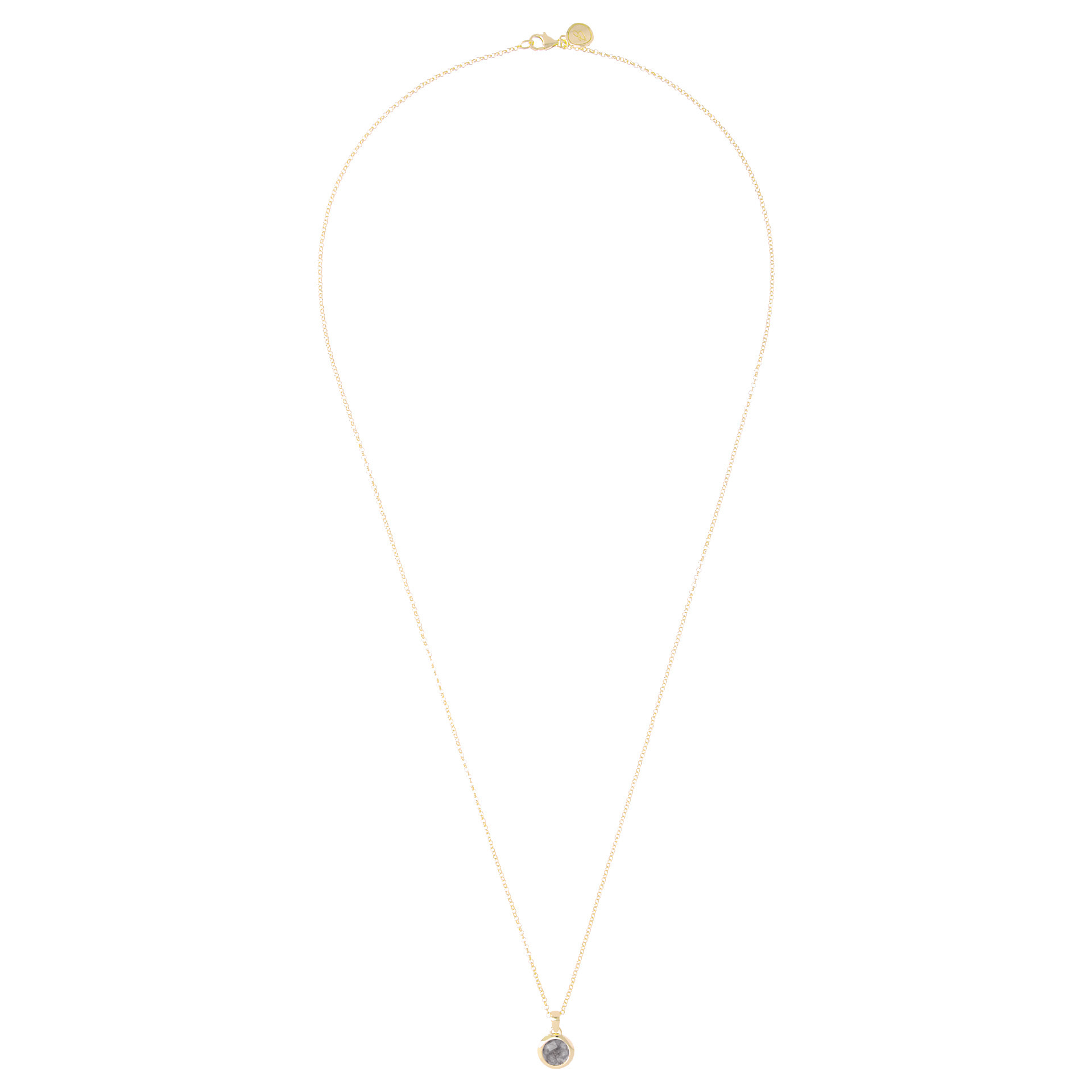 Collana con Pendente in Quarzo Grigio Sfaccettato Placcata Oro Giallo 18kt