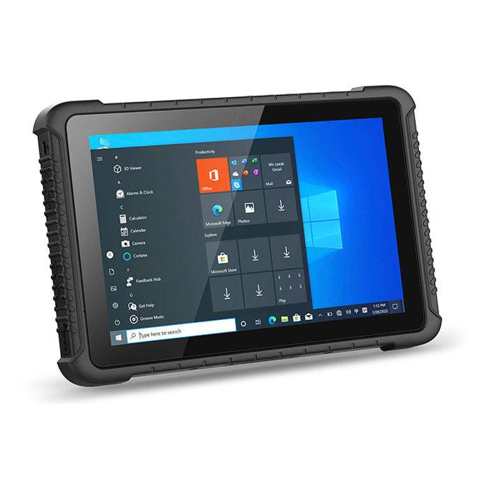 DAM Tablet robusto  WinPad W106 4G. Sistema operativo Windows 10. Schermo da 10,1'' 1280x800px. Intel® HD. 4 GB di RAM + 64 GB. IP65 MIL-STD-810G, rinforzato. GPS. 28x2,2x18,7 cm. Colore nero