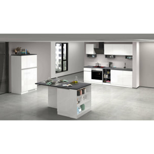 Cucina completa Dantenucc, Set da cucina modulabile, Cucina componibile con più elementi, 100% Made in Italy, Bianco lucido e Ardesia