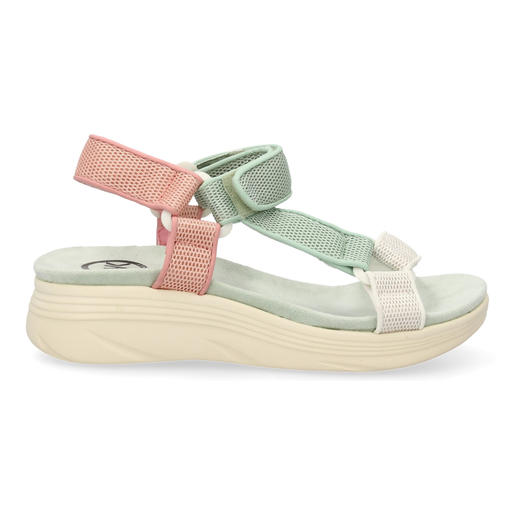 Sandalia plana de mujer, diseño comodo con cierre de cierre autoadherente, estilo elegante con tiras cruzadas