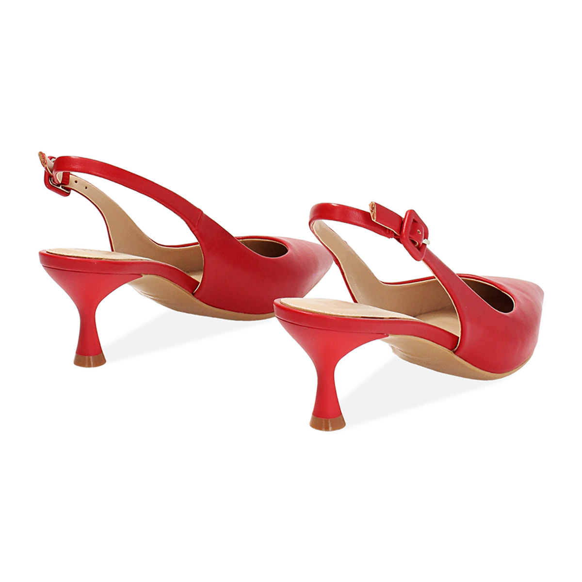 Décolleté slingback donna rosse, tacco 6 cm