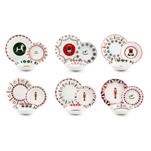 Service 18 assiettes Excelsa Nutcracker, porcelaine, multicolore