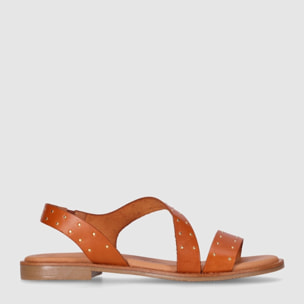 Sandalias de Piel - Cuero - Tacón: Bajo