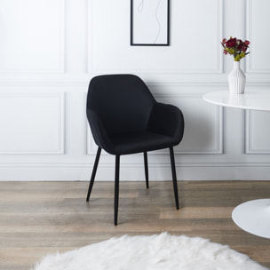 Fauteuil Giulia Noir Velours Cotele - Lot De 2