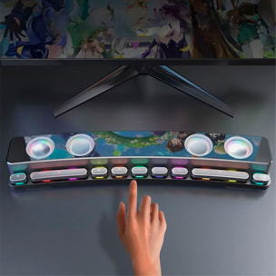 Barra de sonido SH39 Bluetooth 5.4 con teclas mecánicas, pantalla y luz RGB. Batería de 3600mAh. Gaming, home cinema.