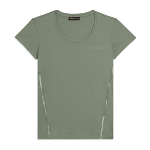 T-shirt Manica Corta con Logo FREDDY e Inserti Elastici