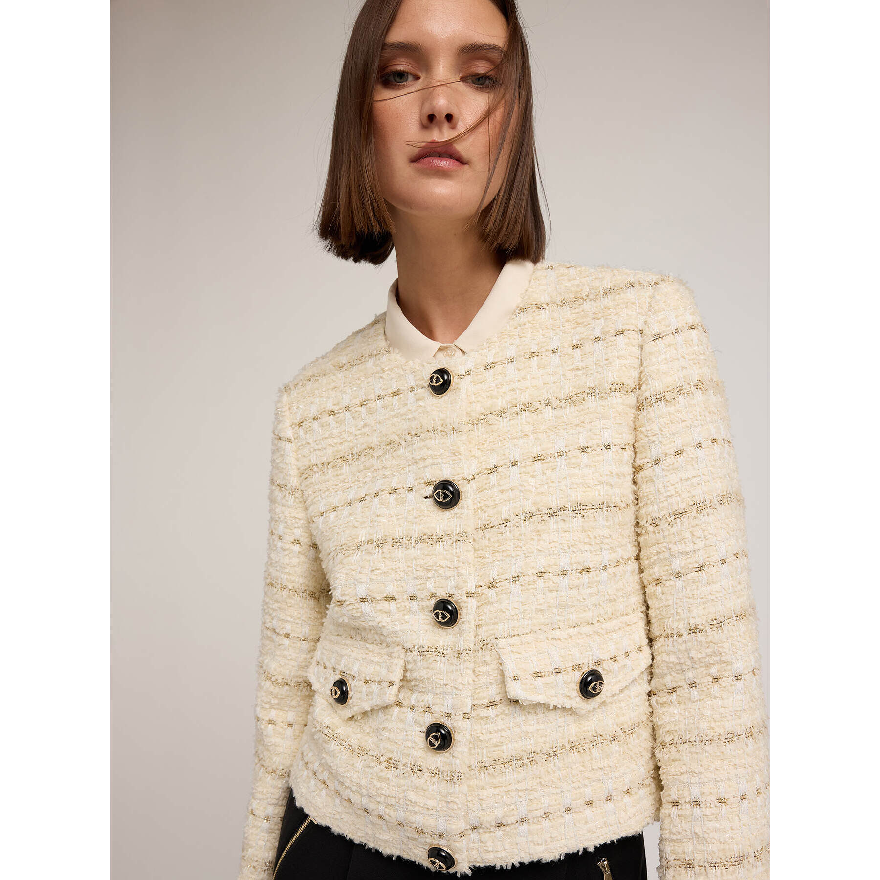 Motivi - Giacca in tessuto bouclé con bottoni - Beige