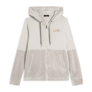 Felpa cappuccio e zip da donna con fondo in velluto