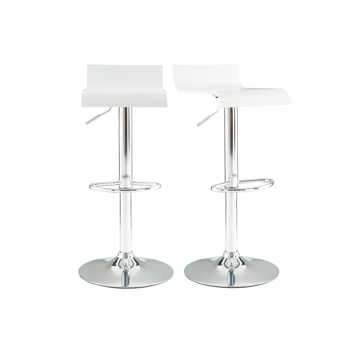 Tabourets de bar design blancs et acier chromé (lot de 2) SURF V2