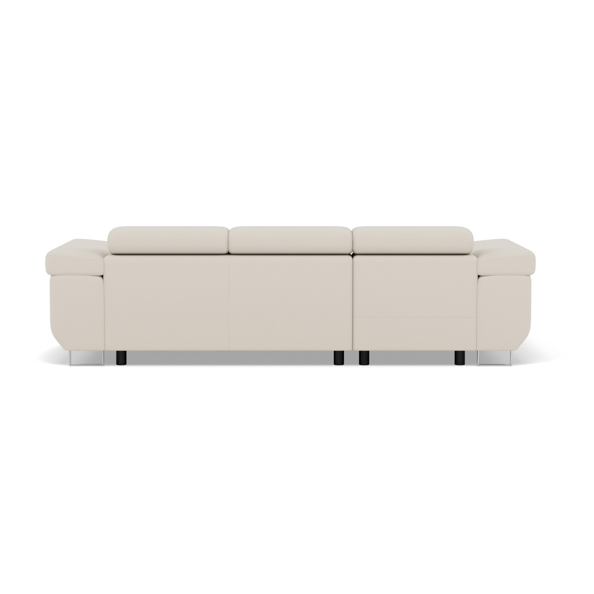 Pablo - canapé d'angle gauche - 6 places - convertible avec coffre et têtières réglables - en velours - Beige