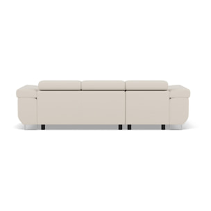 Pablo - canapé d'angle gauche - 6 places - convertible avec coffre et têtières réglables - en velours - Beige