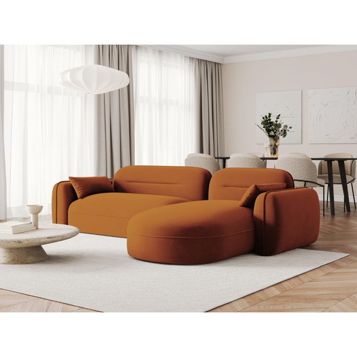 Canapé d'angle droit modulable "Sydney" 4 places en velours terracotta