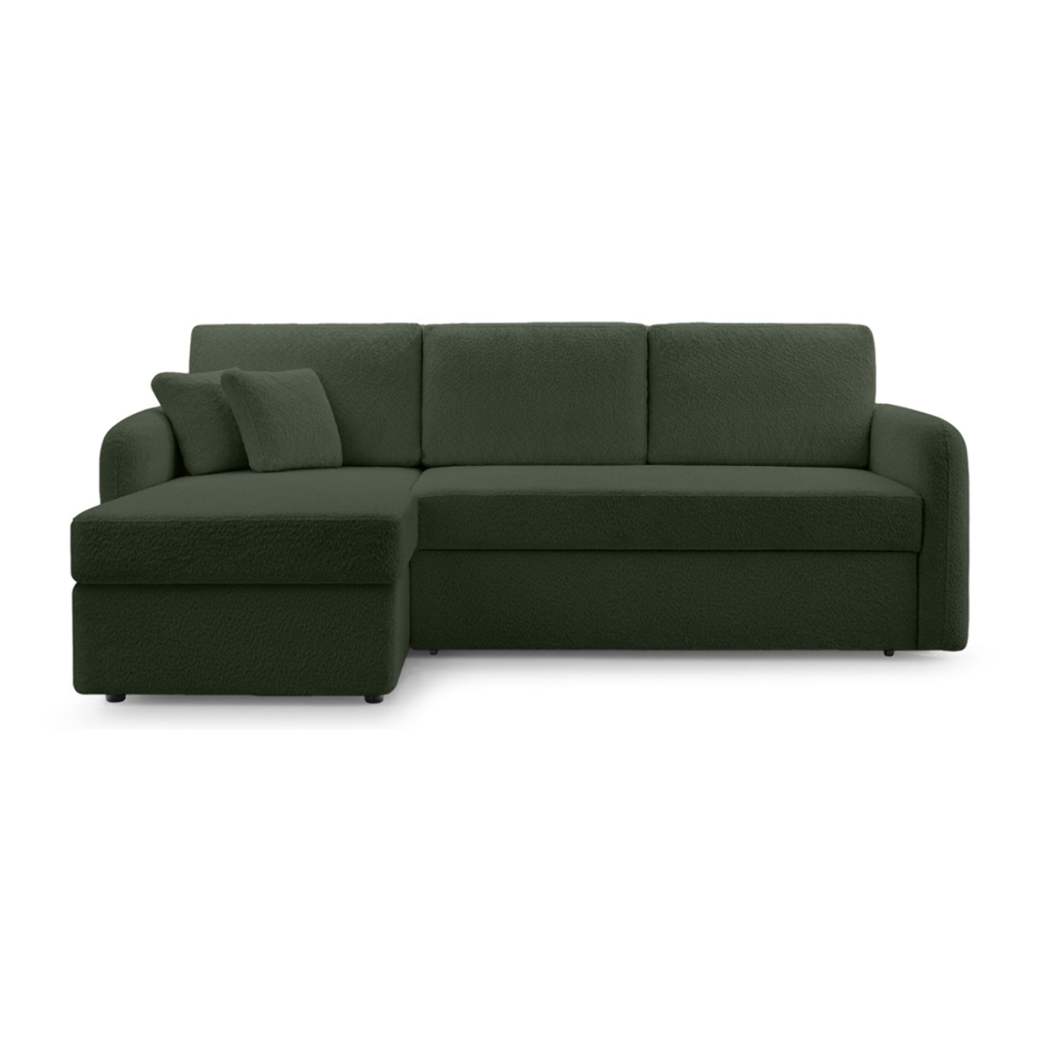 Pocatello - canapé d'angle réversible 4 places - convertible avec coffre - en tissu bouclette - Vert