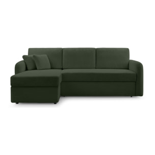 Pocatello - canapé d'angle réversible 4 places - convertible avec coffre - en tissu bouclette - Vert