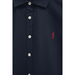 Camicia cotolino blu marino dal fit ampio con ricamo Rigby Go