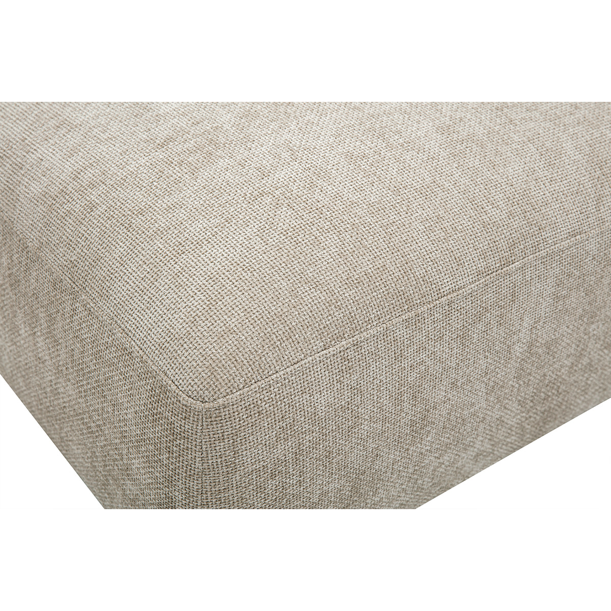 Pouf repose pieds en tissu effet velours texturé beige JOYA
