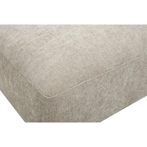 Pouf repose pieds en tissu effet velours texturé beige JOYA