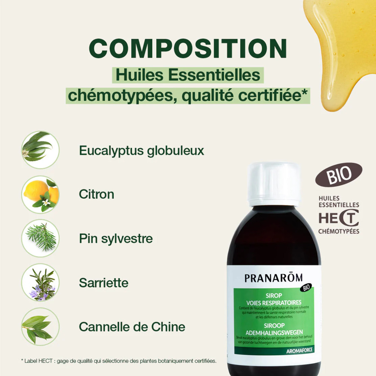 Pranarom - Sirop pour les voies respiratoires - Bio - 225 ml