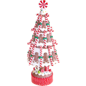 Albero Ginger Bread. Altezza 32 Cm - Pezzi 1 - 12,5X32X12,5cm - Colore: Rosso - Bianchi Dino - Articoli Natalizi