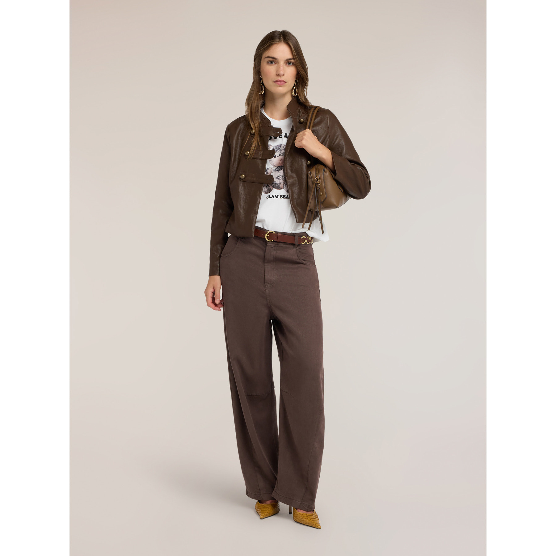 Motivi - Pantaloni barrel in lyocell - Marrone