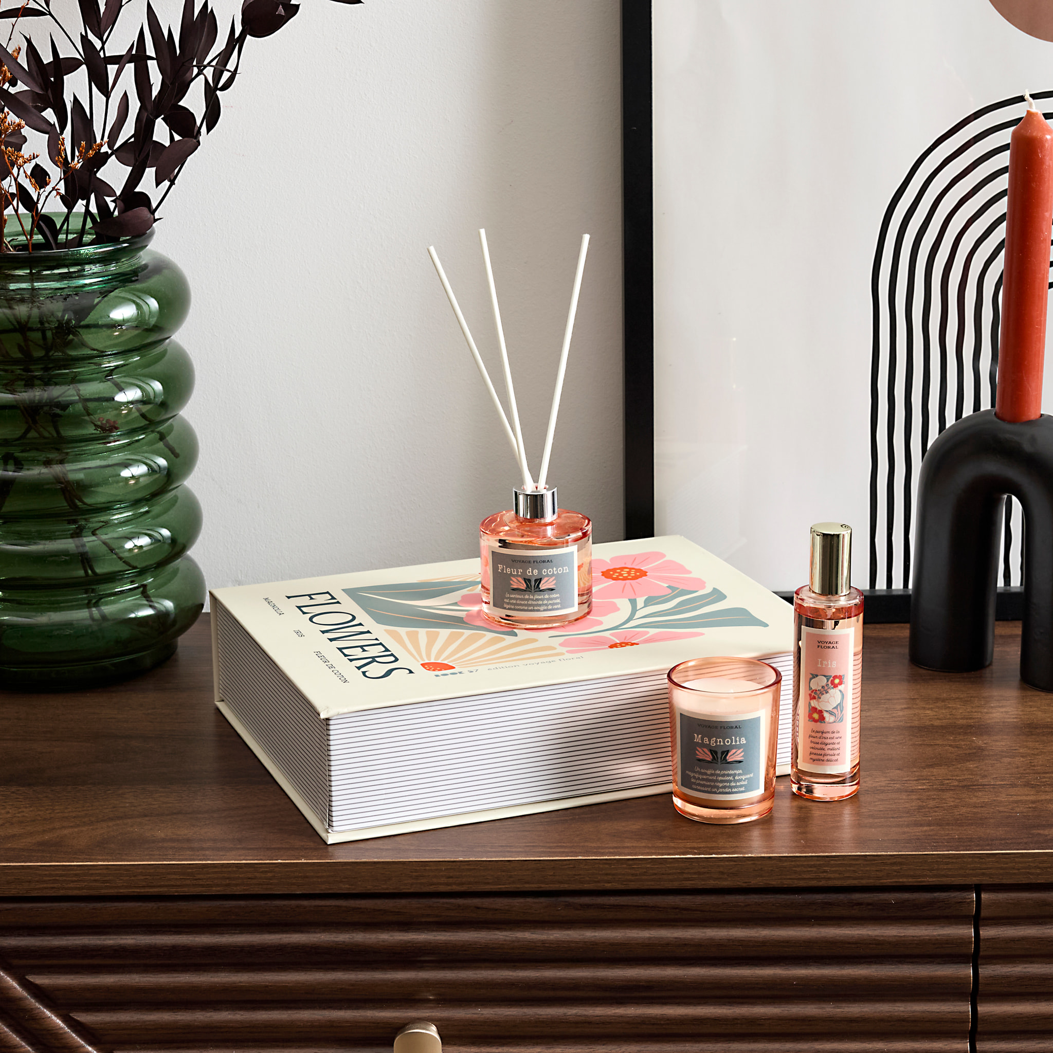 Bougie Parfumee Diffuseur Spray Coffret Flower