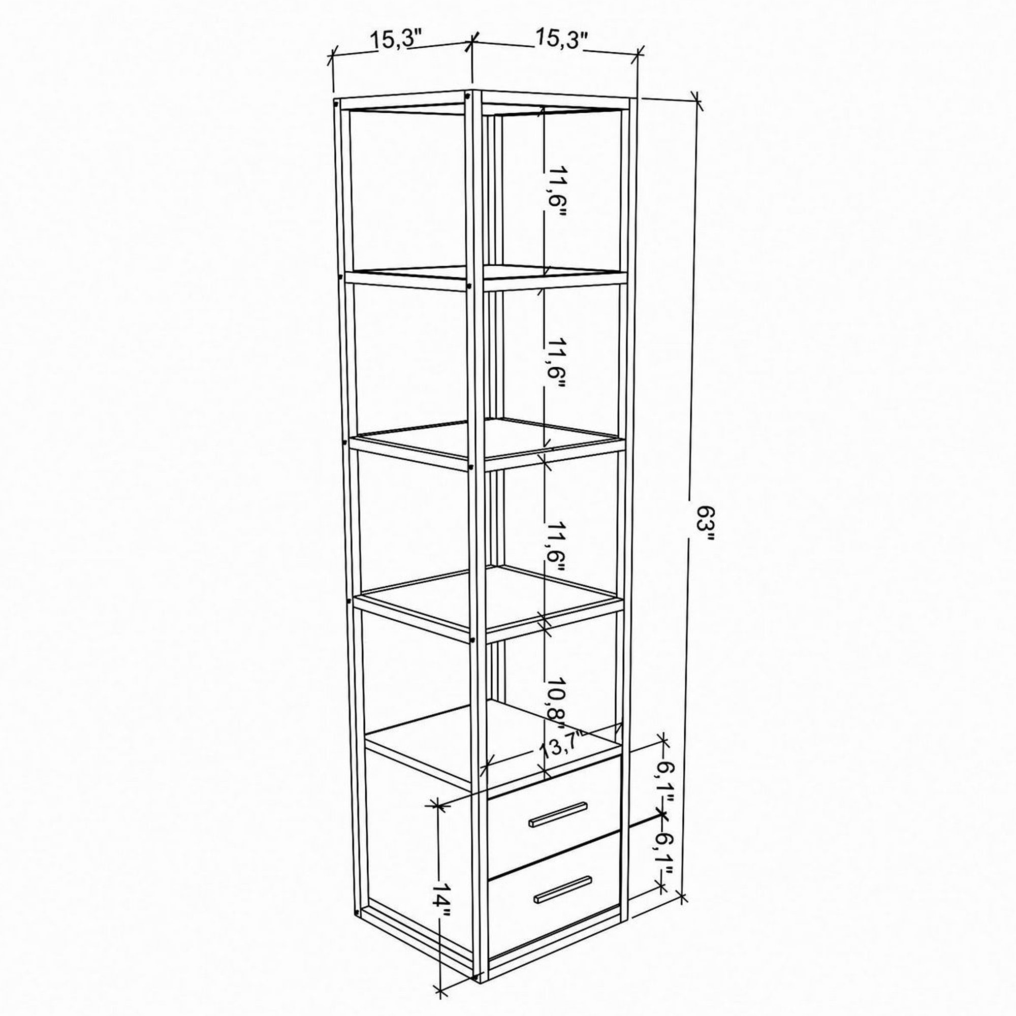 Librería, 100% tablero de aglomerado rechapado en melamina, color blanco roble h.160