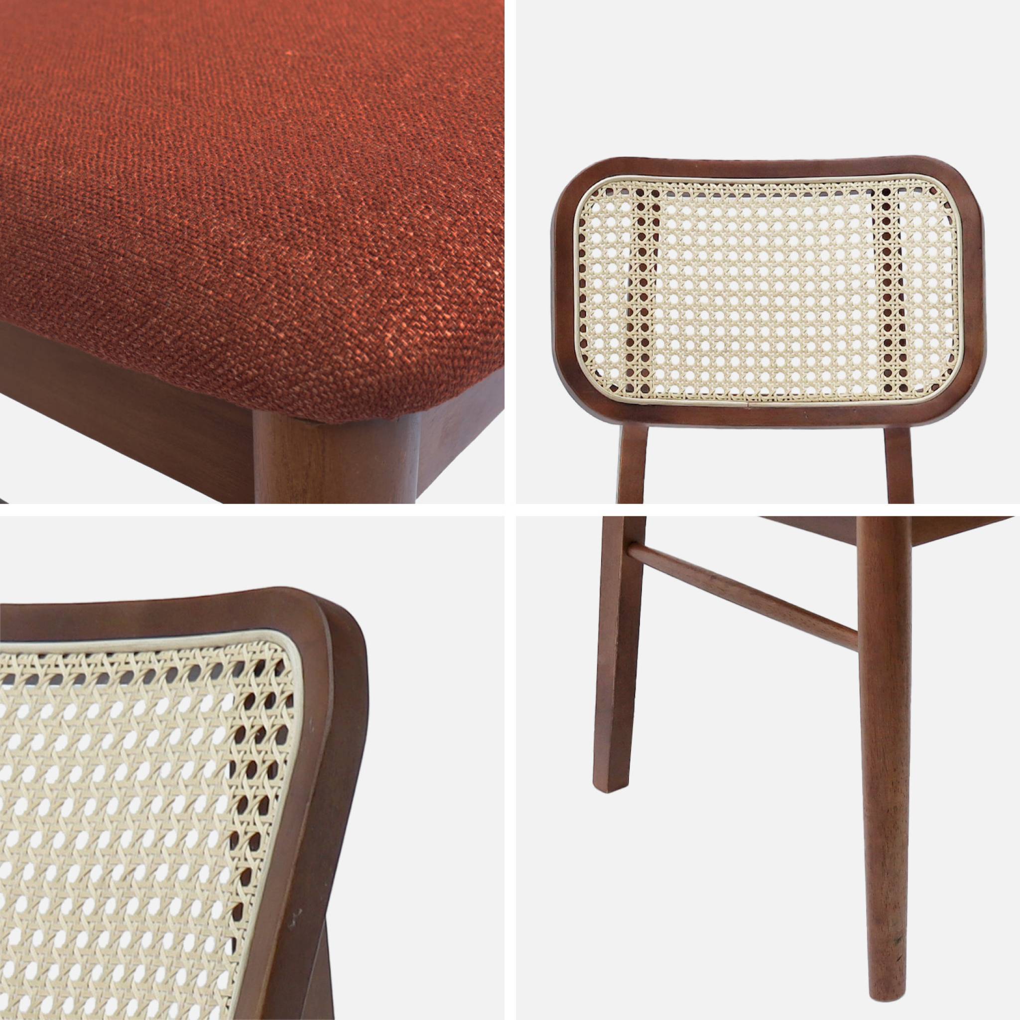 Chaise vintage bois d'hévéa et cannage (lot de 2) MANI