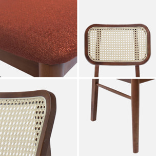 Chaise vintage bois d'hévéa et cannage (lot de 2) MANI