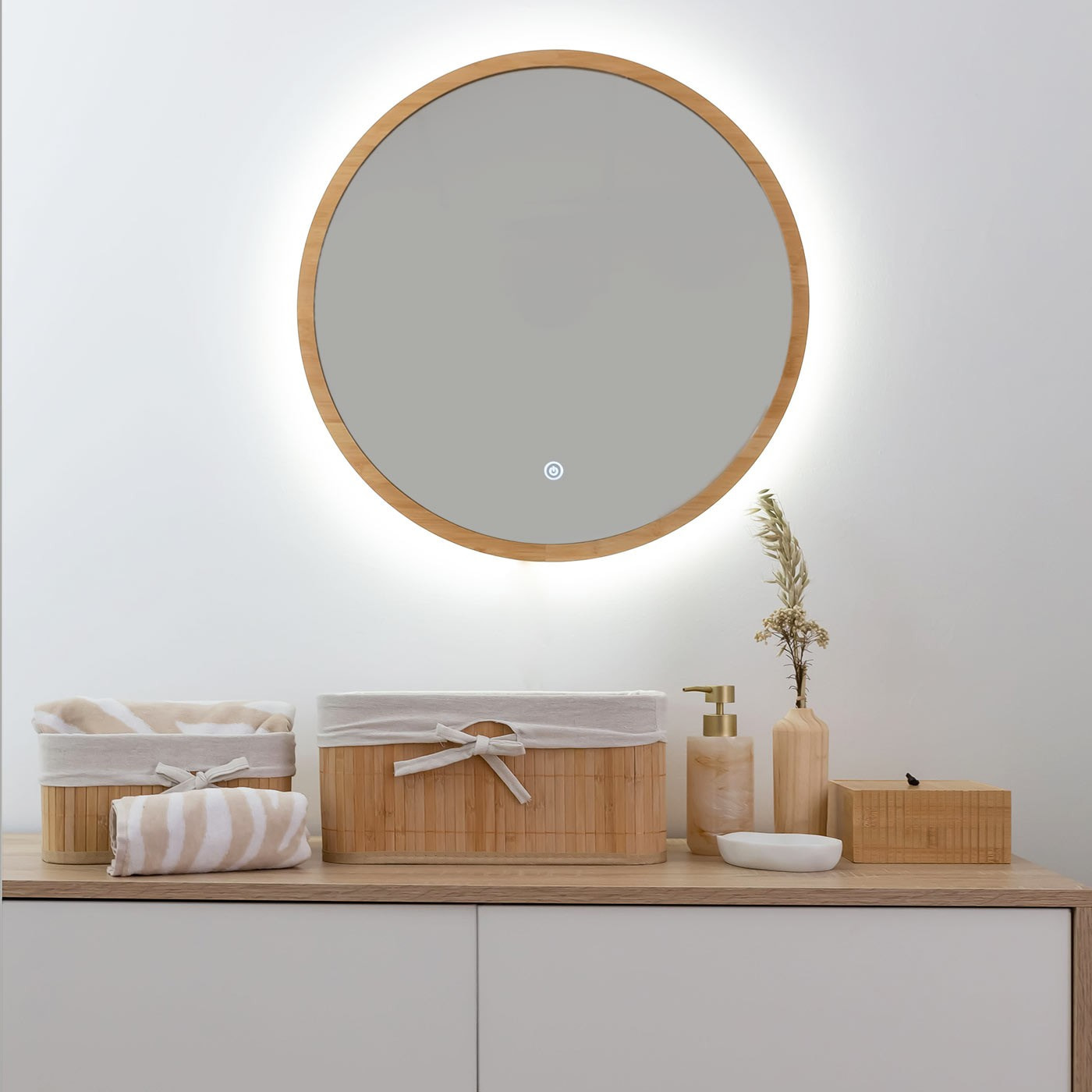 Miroir rond rosi led 57cm