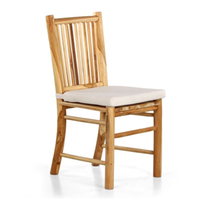 Sedia da esterno in teak riciclato con cuscino ecrù - Shein