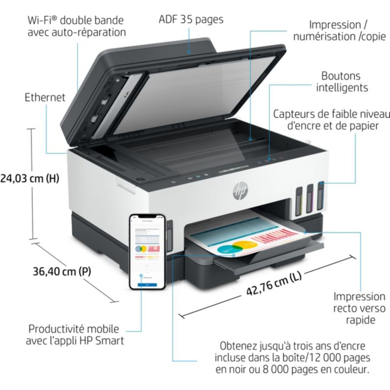 Imprimante jet d'encre HP Smart Tank 7305/7307