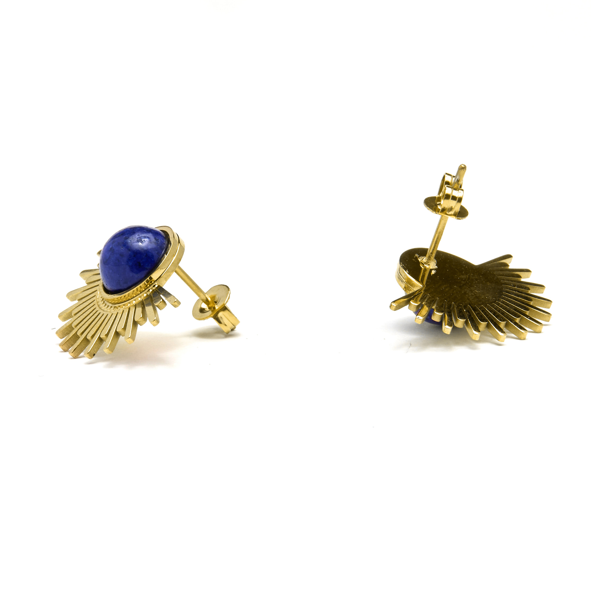 Pendientes de Lapislazuli Natural acabados en oro amarillo de 18K- Viwing