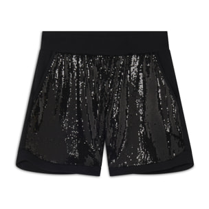 Pantaloni Shorts con paillettes e logo posteriore