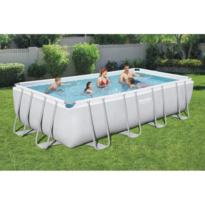 Bestway Piscine hors sol - Rectangulaire - Power Steel - Gris clair - 549 x 274 x 122 cm