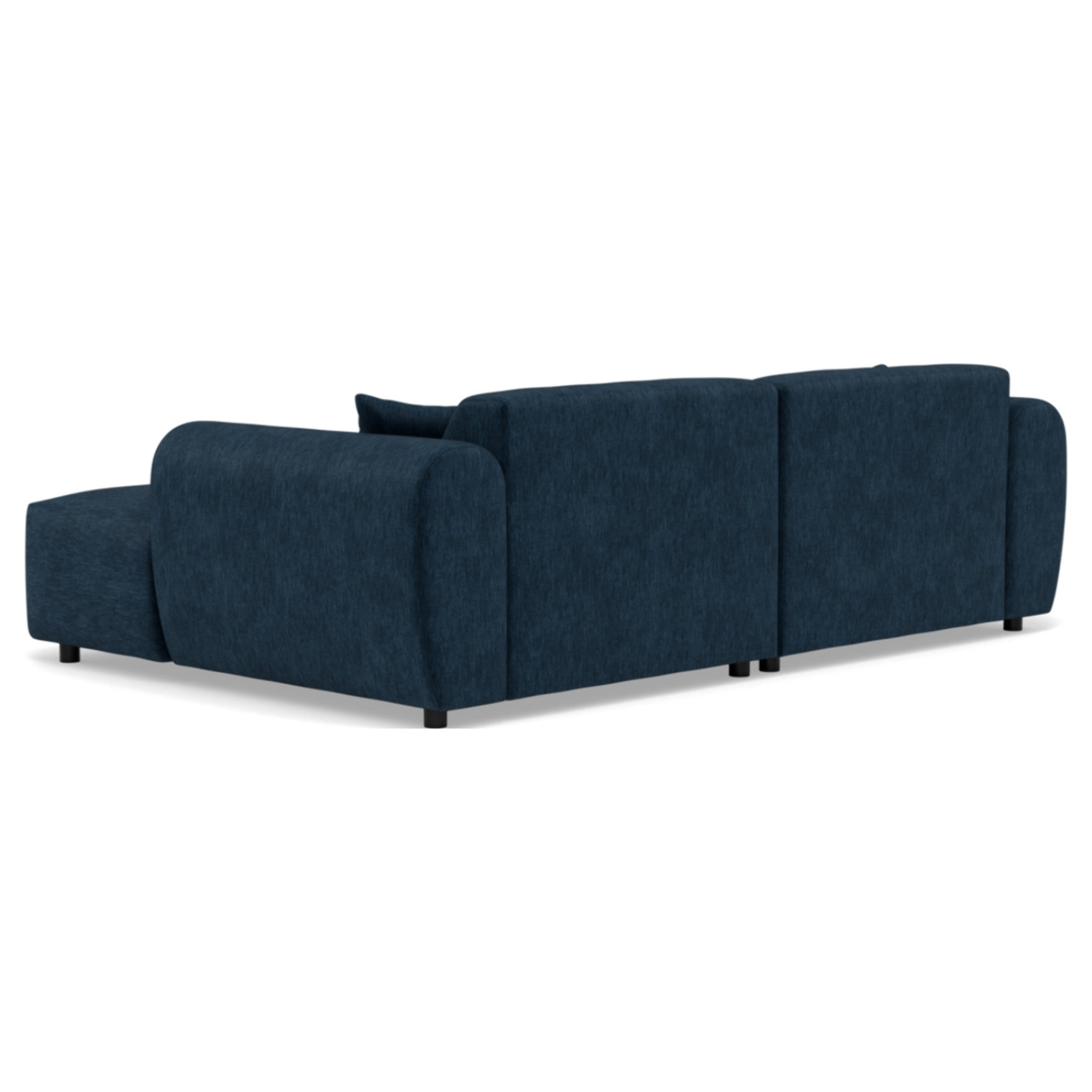 Aumance - canapé droit 4 places avec double méridienne assise profonde en velours texturé - Bleu