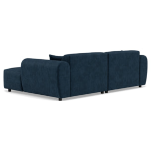 Aumance - canapé droit 4 places avec double méridienne assise profonde en velours texturé - Bleu