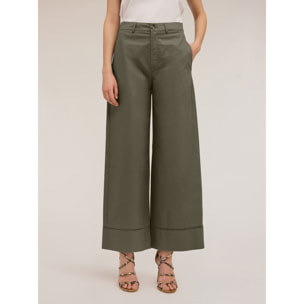 Motivi - Pantaloni wide con dettaglio ajouré - Verde