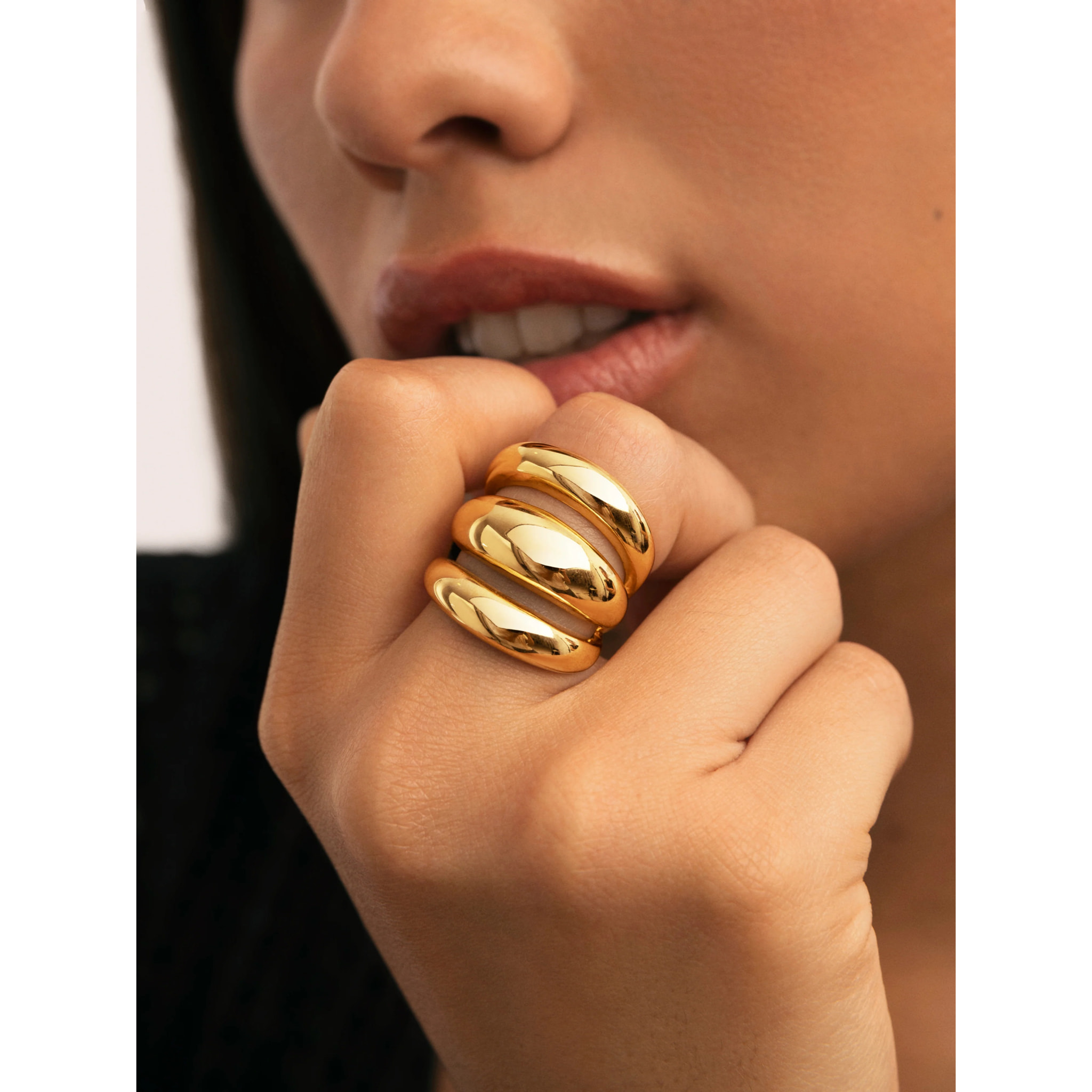 Anillo Dune Aire Acero Baño Oro