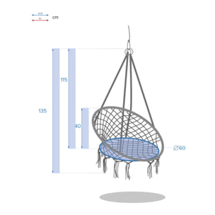 Chaise de détente suspendue en macramé Plumaya