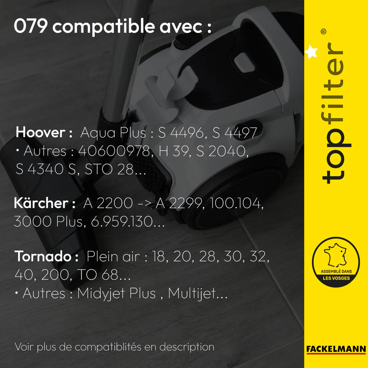 Lot de 2 sacs aspirateur Tornado et Kärcher TopFilter Premium