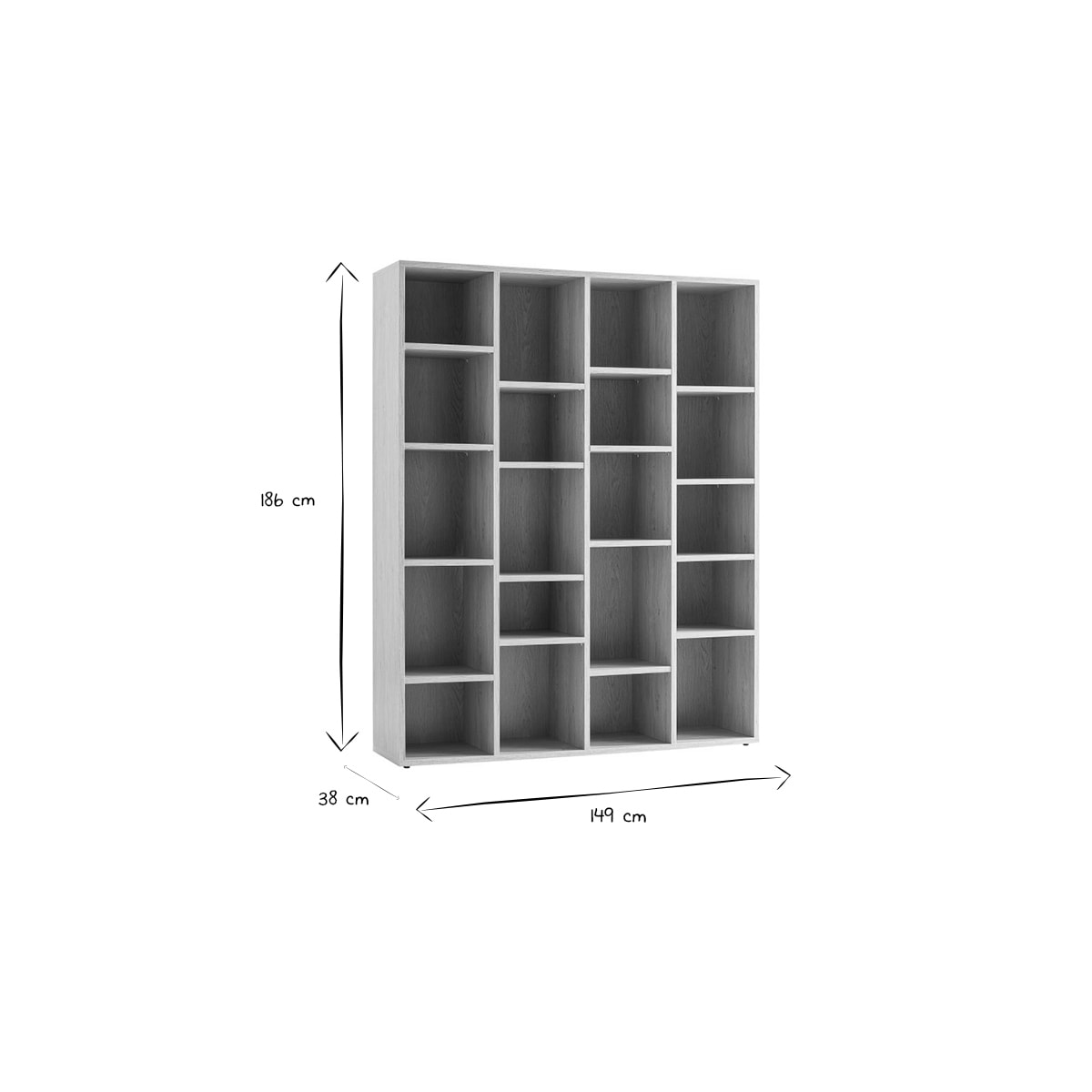 Bibliothèque design finition bois clair chêne L149 cm RYTHM