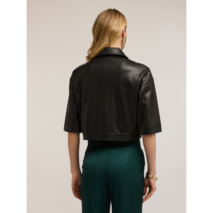 Motivi - Giubbotto cropped con maniche corte - Nero