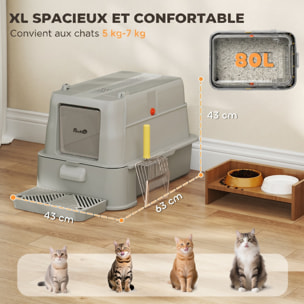 Maison de toilette XL 80L acier inox multi-accessoires gris