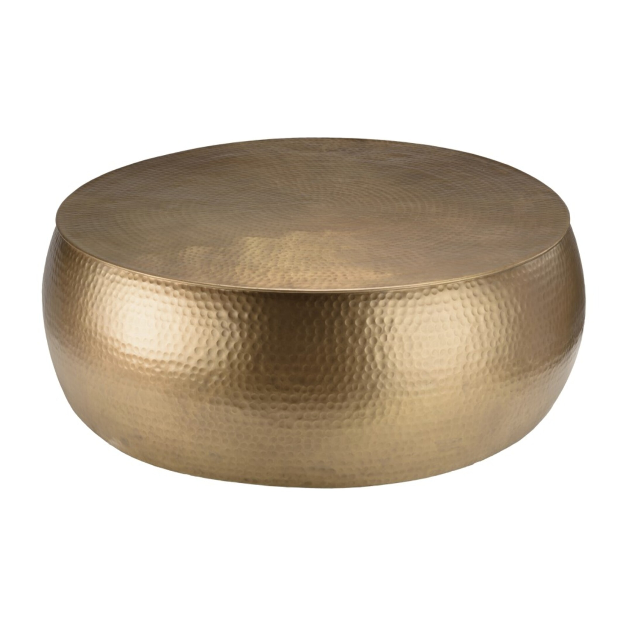 JOHAN - Table basse ronde 106x106cm effet martelé aluminium doré