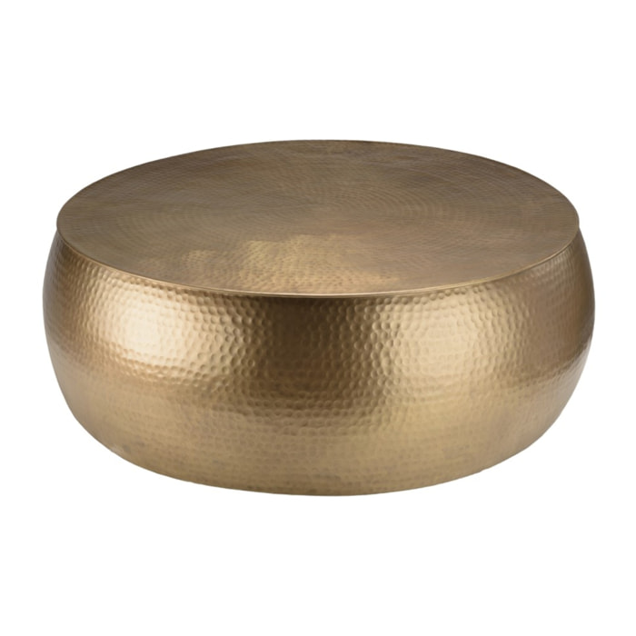 JOHAN - Table basse ronde 106x106cm effet martelé aluminium doré