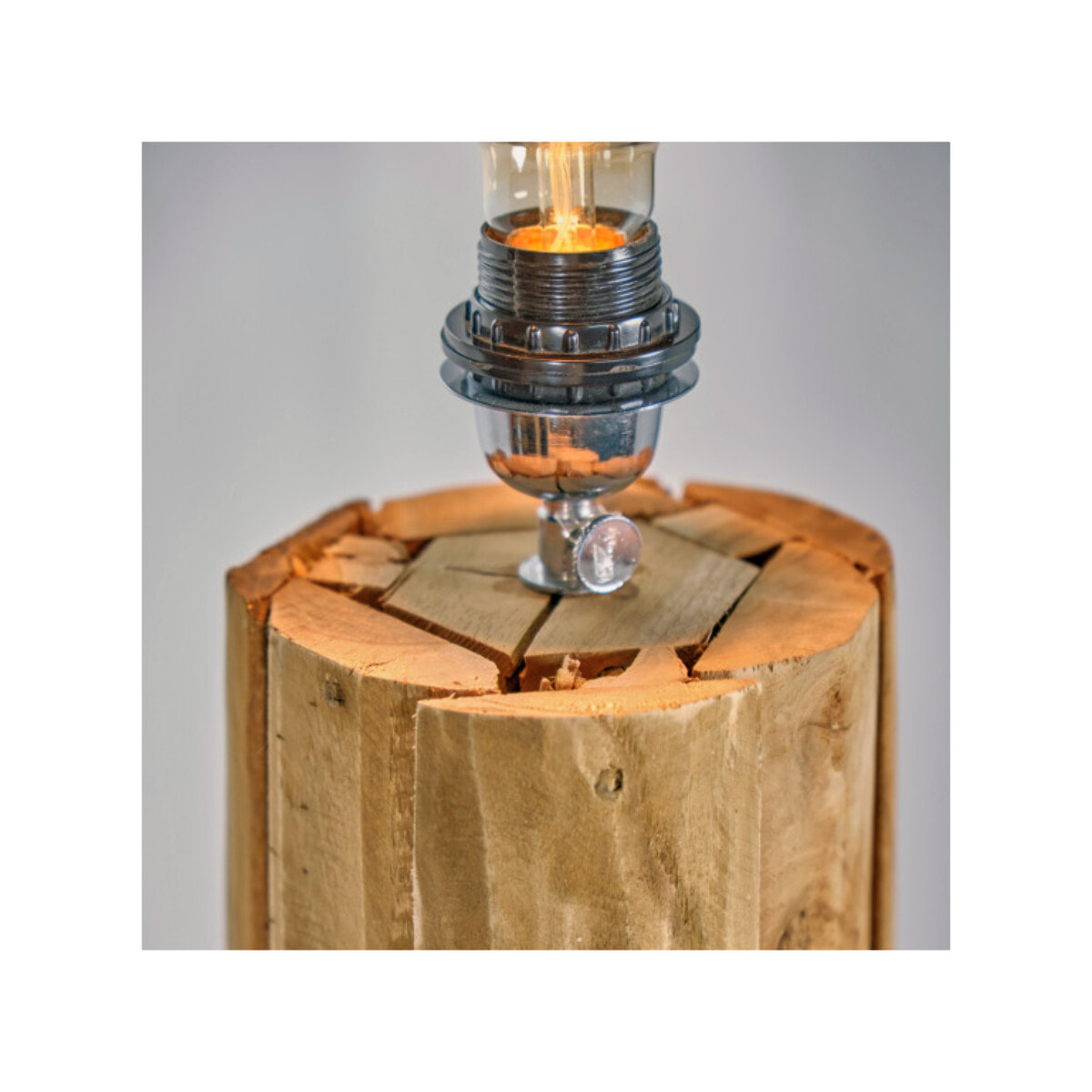 Lampadaire morceaux de teck exotique naturel assemblés - PONGO