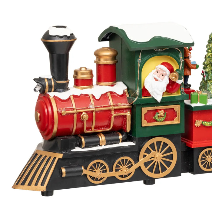 Village lumineux train Père Noël bonhomme de neige 12 LED musical