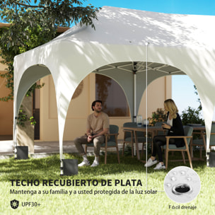 Carpa Plegable 6x3 m, Pop-up, con 6 Laterales Extraíbles, Cenador de Jardín con Altura Ajustable, Ventanas, Bolsa de Transporte, UPF30+, Gazebo para Camping, Fiestas, Exterior, Gris Claro